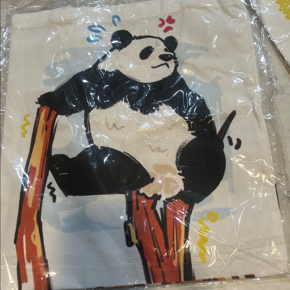 Panda Print Canvas Tote Bag